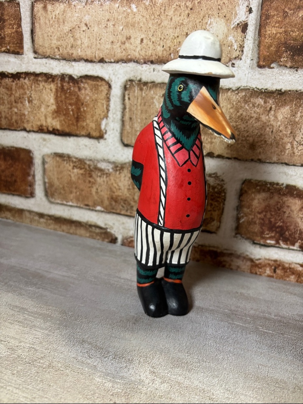 Duck Man Hand-Painted Decorative Bird Figurine in Red, Green & White #103 - Picture 2 of 10
